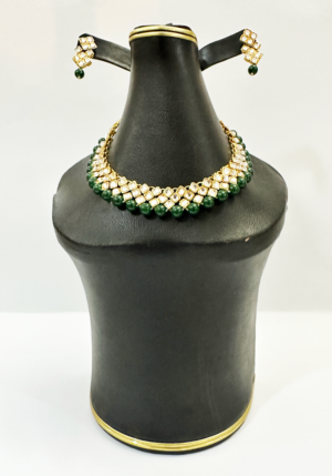 Green Kundan Pearl Chokker Set