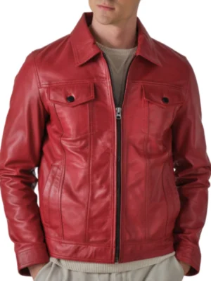 Men Trucker Red Jacket