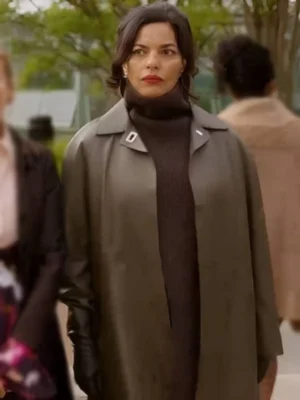 And Just Like That S3 Sarita Choudhury Brown Leather Coat