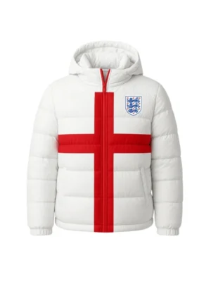 England Lionesses White Puffer Hooded Jacket