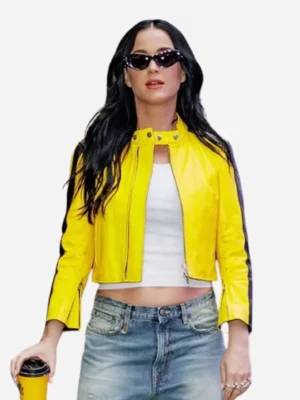Katy Perry Yellow Biker Leather Jacket