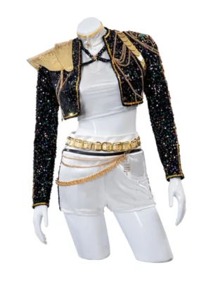 Kpop Demon Hunters Rumi Golden Black Dance Outfit Cosplay Costume