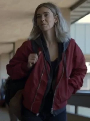 Night Always Comes 2025 Vanessa Kirby Red Bomber Jacket