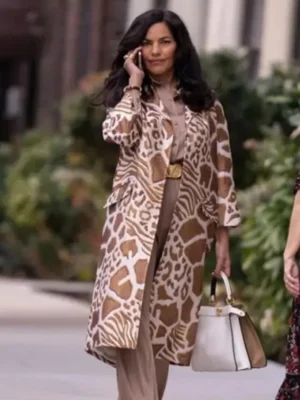 Seema Patel And Just Like That S02 Sarita Choudhury Jacquard Coat