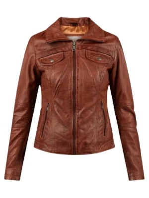 Slim Fit Brown Trucker Leather Jacket