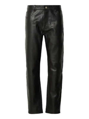 Straight Leg Genuine Leather Pants