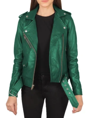 Women Emerald Green Leather Jacket
