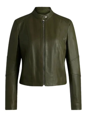 Women Forest Green Leather Jacket