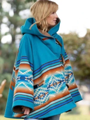 Yellowstone Beth Blue Poncho Coat
