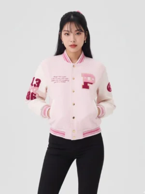 LoveShackFancy x Pink Varsity Bow Jacket