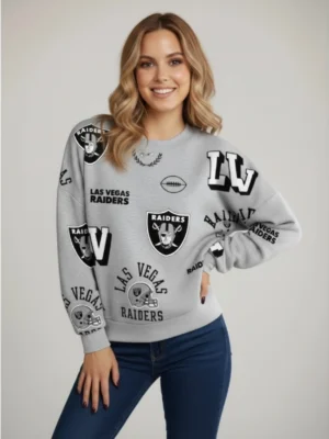 Raiders Gameday Couture Always On Repeat Sweatshirt Grey